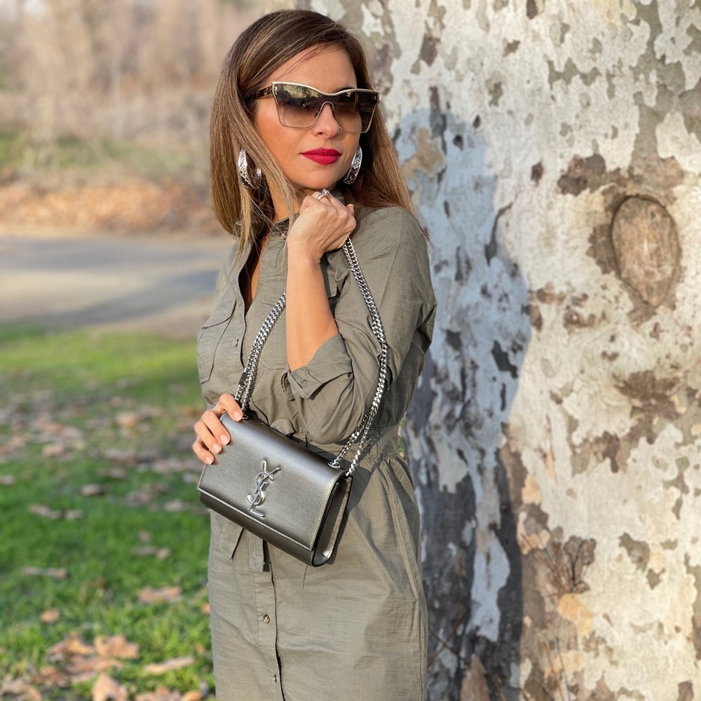 YSL kate grain de poudre metallic kate bag clutch